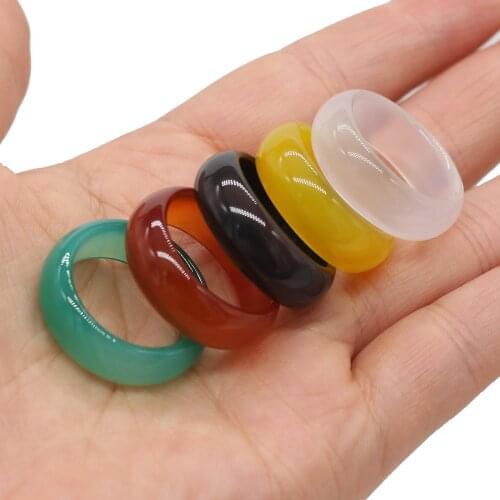 2 pcs Hot Selling Natural Exquisite Yellow Black Red Green Agate Ring Couple Jewelry Simple Birthday Anniversary Best Gift