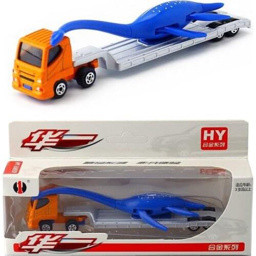 Diecast Metal Toy Model/Platform Truck and Dinosaur Transporter Car/Gift For Children/Educational Collection