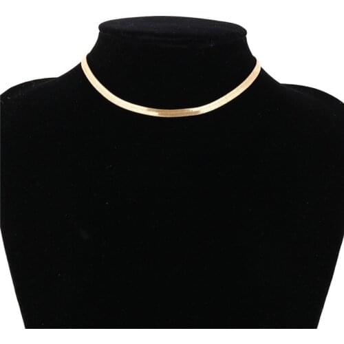 Minimalist Snake Chain Short Choker Necklace Women Simple Copper Chains Necklaces Female Jewelry