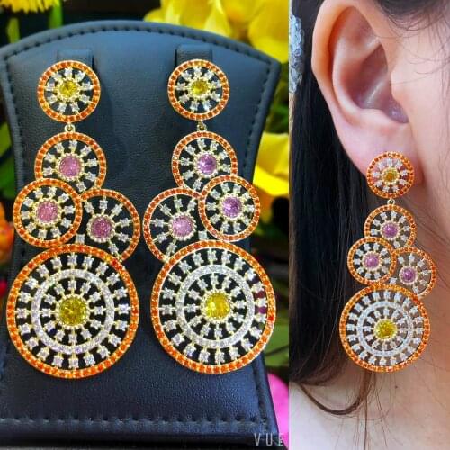 Missvikki Luxury Sparkly Round Earrings New exclusive design For Women Bridal Wedding Engagement Party Indian earrings