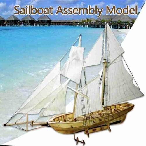 Ship Model Wooden Sailboat Toys 1:100 New version Hobby Children Sailing DIY Scale Model Sailboat Boats HALCON Toys Kit Kit