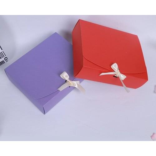 FASHION 26x17.5x3.5cm Large Gift Box Cosmetic Bottle Scarf clothing Packaging Color Paper Box with ribbon Underwear packing box
