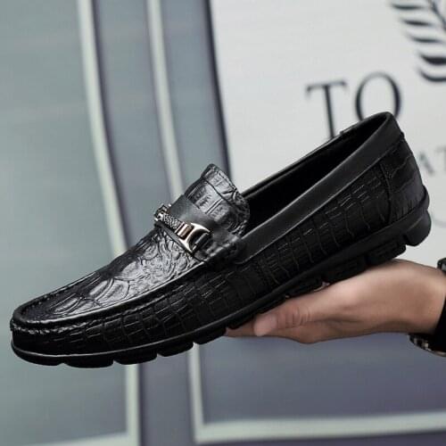 Mens Genuine Leather Casual Shoes Luxury Brand Oxford Loafers Outdoor Fashion Gentleman Driving Footwear Male Boat Shoes #I