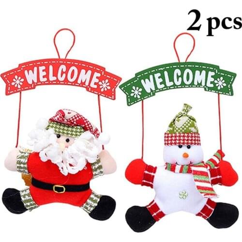 New Year Wooden Door Hanging Sign Santa Claus Snowman Ornament Christmas Decoration for Home Wooden Pendant Navidad Gift