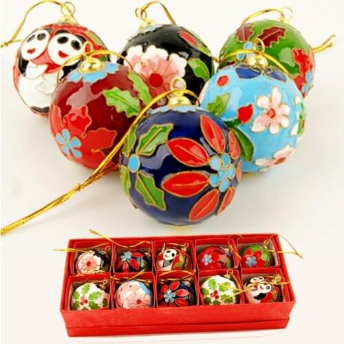 Wholesale new 10PCS Chinese handmade cloisonne croquet Christmas ornaments 40MM