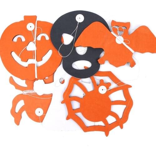 Spider Pumpkin Scary Witch Garland Halloween Paper Haunted House Prop Christmas Paper Garland Tree House Party Decorations