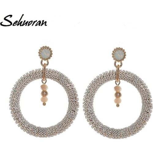 Sehuoran Long Earrings Of Bohemian Style Fashion Jewelry Big Oorbellen With Chain By Hand Make Woman Earrings 2017 New