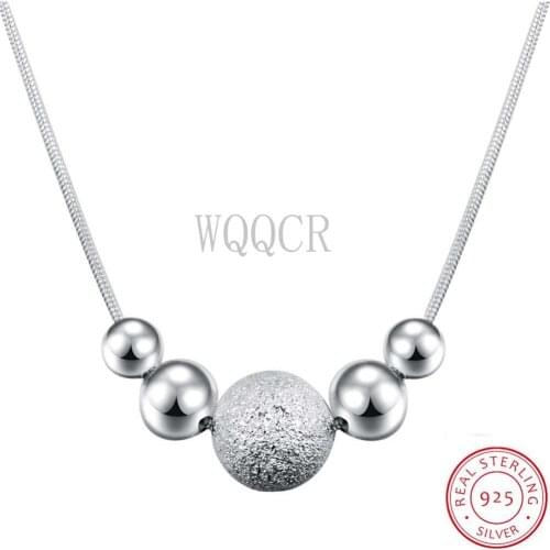 100% 925 Sterling Silver Couple Five Beads Removable Necklace Ladies Fashion Jewelry Womens Necklace