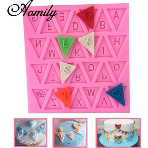 Aomily Triangle Letters Alphabet Silicone Cake Molds Fondant Mold Chocolate Pastry Candy Mould Birthday Cake Decorating Tools