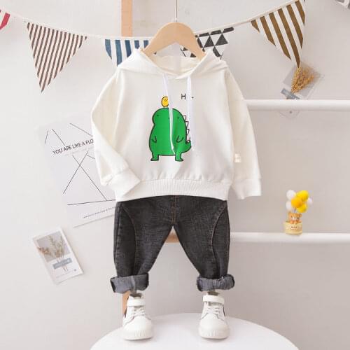 2021 New Spring Baby Casual Tracksuit Children Boys Girls Hoodies Jacket Jeans 2Pcs Kids Suit Cotton Infant Clothing Sport Sets