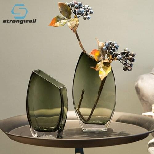 Strongwell Art Vases Geometric Square Transparent Glass Vase Home Decoration Ornaments Wedding Flower Arrangement Decoration