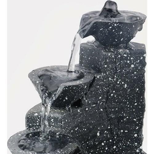 Indoor Home Office Table Ornament With LED Lights ABS Tabletop Decoration Garden Fountain Waterfall Water Flows Accessories