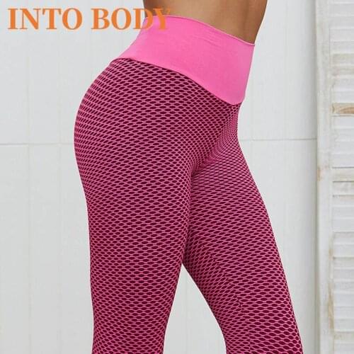INTO BODY Women Grid Tights Yoga Pants Women Seamless High Waist Leggings Breathable Gym Fitness Push Up Clothing Girl Yoga Pant