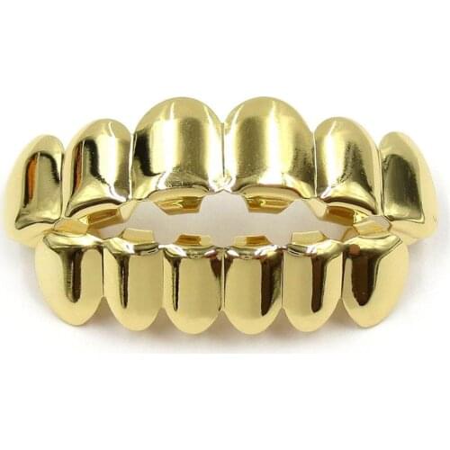 Grillz teeth ICED OUT Hip Hop Tooth Cap Top & Bottom Grillz Teeth Grillz Mouth Vampire Fang Body Jewelry Cosplay
