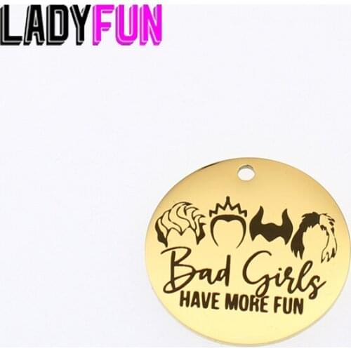 Bad Girls Have More Fun Charm Stainless Steel Halloween Gifts Charms DIY Pendant 10pcs