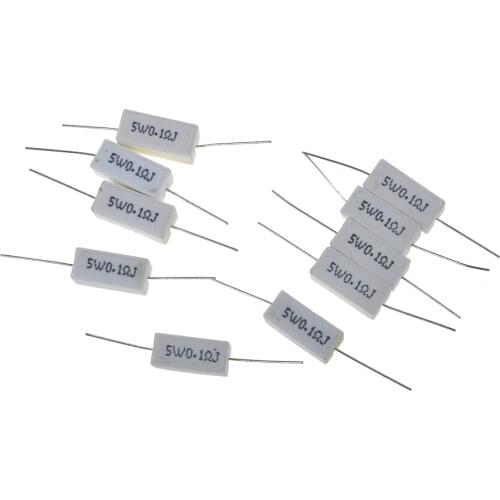 10 Pieces 0.1 Ceramic Ohm Cement Power Resistor 5W 5% 0.1R J Wholesale