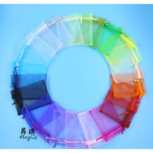 100pcs 7X9 9x12 10x15 13x18CM Drawstring Organza Bags Jewelry Packaging Bags Wedding Party Gift Bag Christmas Birthday Gift Bag