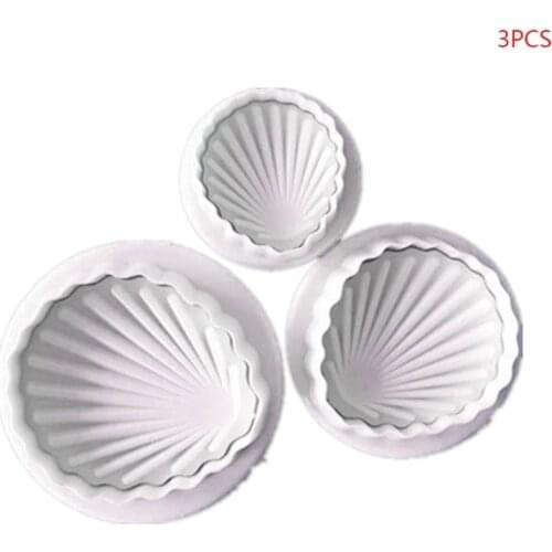 3 Pcs/Set Sea Shell Shape 3D Fondant Mold Cake Decoration Tool Chocolate Biscuit Silicone Mould DIY Crafts Kitchen Baking Tray