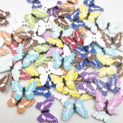 50pcs Mix Butterfly Wood Buttons For Kids/Baby Sewing Craft Mix Lots WB649