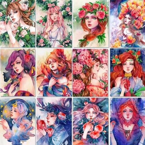 5D Diamond Painting Cartoon Girl Portrait Full Square/Round Diamond Embroidered Mosaic Set Home Decoration