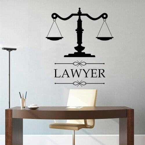 Lawyer Attorney Wall Stickers Scale of Justice Style Vinyl Wall Decals Law Office Decoration Lawyer Sign Wall Murals Art