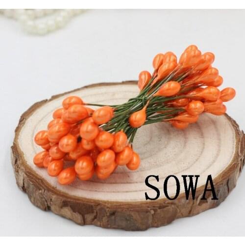 Free Shipping Eco-friendly 250pcs/Lot 8mm Xmas Multi Color Double Heads Pearl Stamen Flower For DIY Wedding Decoration