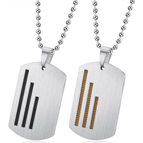 Fashion Dog Tag Pendant Necklaces Stainless Steel Beaded Chain Army Soldier Necklace Male Men Jewelry