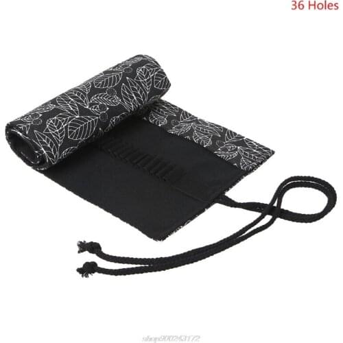 Beautiful Leaf School Pencil Case Roller 12/24/36/48/72 Holes Canvas Roll Up Makeup Canvas Pen Bag For Jy6 21 Dropship