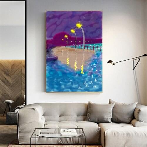 David Hockney《Rainy Night on Bridlington Promenade》Canvas Oil Painting Art Picture Wall Background Decor Home Decoration