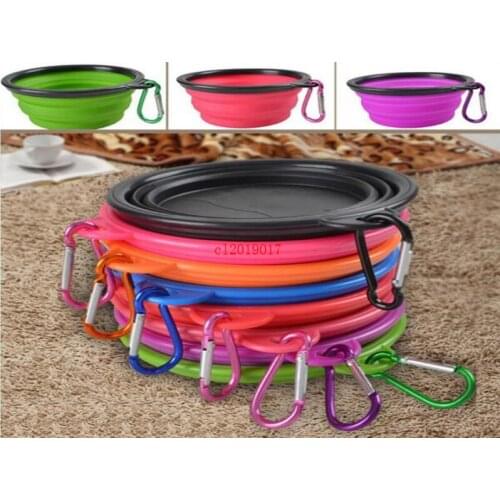 Travel Collapsible Dog Cat Feeding Bowl Two Styles Pet Water Dish Feeder Silicone Foldable Bowl With Hook 18 Styles To Choose