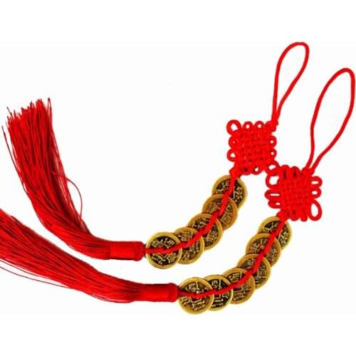 Ancient Copper Coins Red Chinese Knot Feng Shui Wealth Success Lucky Charm Home Car Decoration