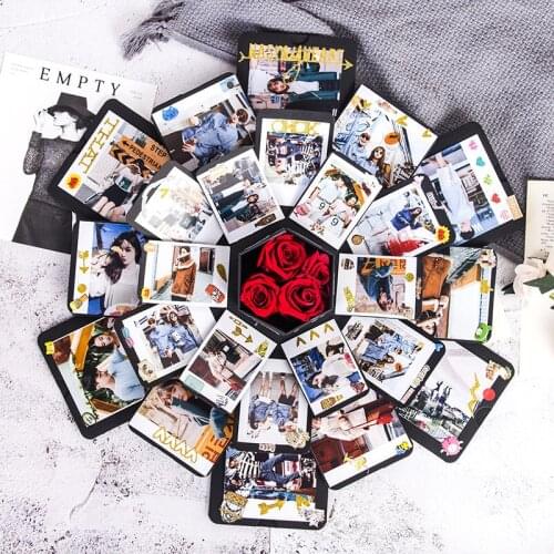 2021 Valentines Day Hot Sale Surprise Hexagonal Multilayer Explosion Box for Girlfriend Creative Gifts Handmade DIY Photo Album