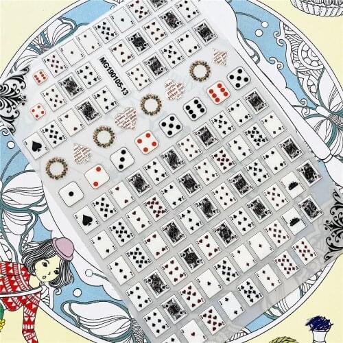 MG190105-13 MG190105-12 Mahjong Solitaire 3D Back glue Nail Art Stickers Decals Sliders Nail ornament decoration