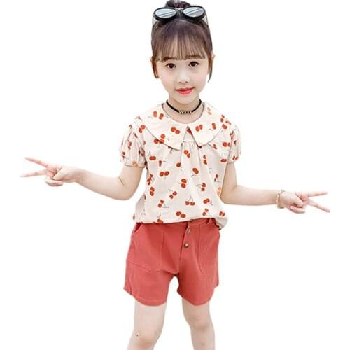 Teen Girls Clothing Floral Tshirt + Short Childrens Clothes For Girls Summer Kids Girl Clothes Set Casual Style Childrens Cloth