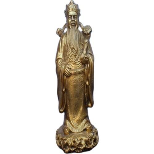 China Brass Ruyi God of wealth statue Fengshui worship Deity Statue