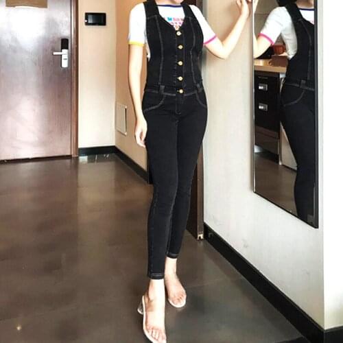 Rompers Jumpsuit Spring Autumn Fashion Women Straps Jeans Blue Gray Denim Pencil Pants Female Plus Size Slim Stretch