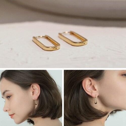 Korean Geometric Oval Ear Buckle Temperament Women Gold Retro Sexy Hot Elegant Love Earrings Gift