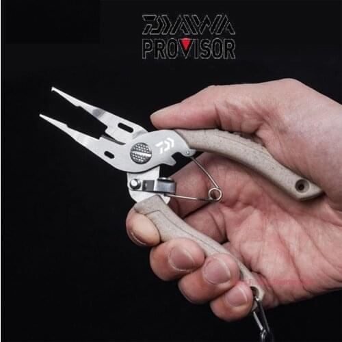 DAIWA Stainless Steel Multifunctional Fishing Pliers Hook Remover Line Cutter DAWA Fishing Tackle Grip Split Ring Pliers pesca
