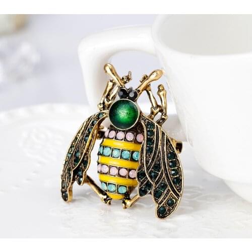 Fashion Vintage Drop Oil Crystal Insect Brooches Resin Brooch Pins for Girls Women Party Jewelry Gifts