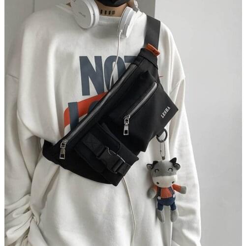 2021 Men Waist Bags Purse Fashion Crossbody Bag Nylon Black Travel Hip Belt Pack Unisex Chest Pouch Trend Waist Pack Phone Pouch