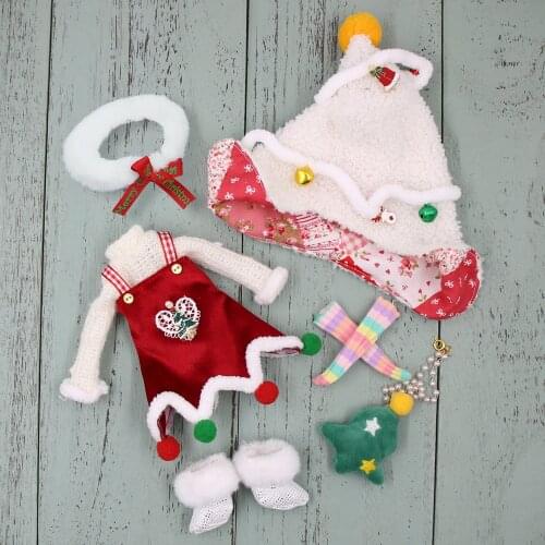 Outfits for Blyth doll Cake cap Merry Christmas clothes Santa Claus Xmas for 1/6 BJD azone ICY DBS