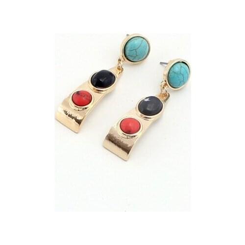 2016 New mutilcolor circle earrings gold oval vintage earrings for women