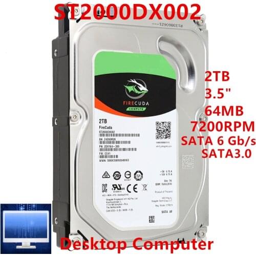 New SSHD For Seagate Brand 2TB 3.5" SATA 6 Gb/s 64MB+8G 7200RPM For Internal Hard Disk For Desktop HDD For ST2000DX002