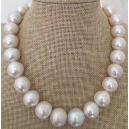 Huge 15-16 mm white round pearl necklace 18inch