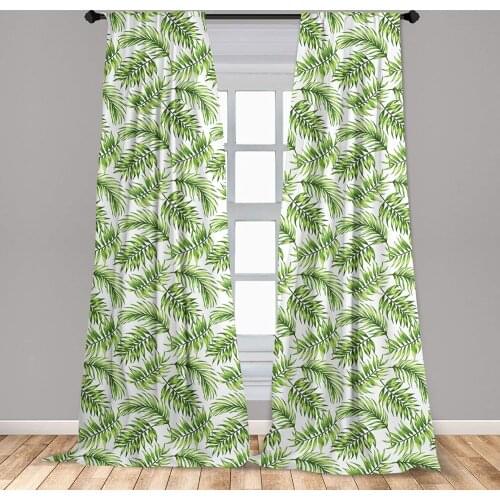 Palm Leaf Window Curtains Exotic with Tropical Leaves in Watercolor Art Style Jungle Luau Hawaii Lightweight Decorative