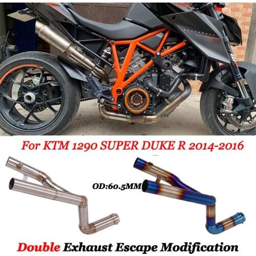 Mid Pipe For 2014-2016 Duke 1290 Super Duke R 60.5Mm Motorcycle Exhaust Pipe Slip On 61Mm Muffler Delete Original Catalyst