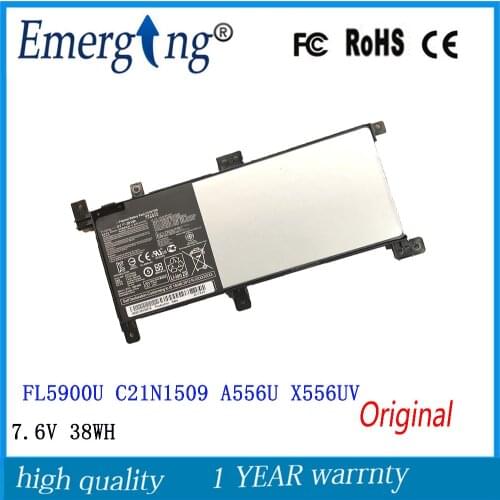 7.6V 38Wh Original New Laptop Battery for ASUS C21N1509 Notebook X Series X556UA X556UB X556UF X556UJ X556UQ X556UR X556UV