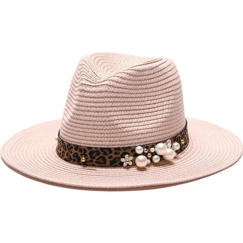 2021 New fashion Natural Panama Soft Shaped Straw Hat Summer Women/Men Wide Brim Beach Sun Cap UV Protection Fedora Hat
