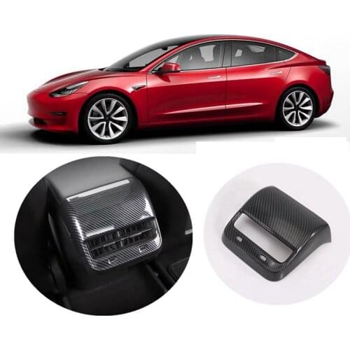Armrest Box Rear Air Conditioning AC For Tesla Model 3 2018 2019 2017 Carbon Fiber Look Rear Air Vent Outlet Cover Trim