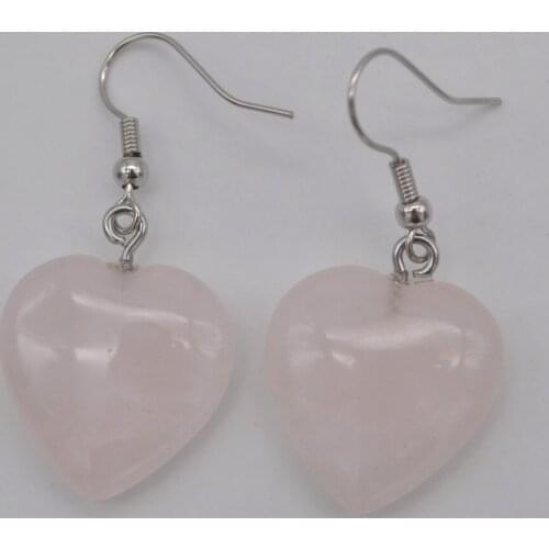 Rose Crystal Stone Heart beads Dangle Earrings Jewelry For Woman Gift T267